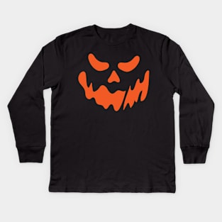Scary Jack-O-Lantern Halloween Pumpkin Face Trick or Treat Kids Long Sleeve T-Shirt